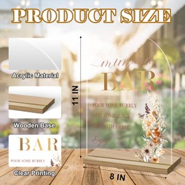 Mimosa Bar Sign For Table, Boho Flowers Acrylic Mimosa Bar With Base Supplies For Baby Shower Bridal Shower, Decorations For Wedding Bachelorette Engagement Party, Welcome Sign Stand For Party -08