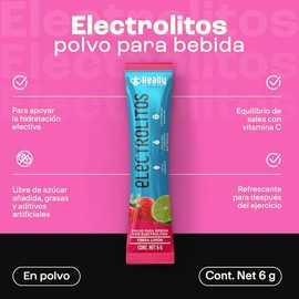 Electrolitos en Polvo Sin Azcar, Hidratacin Rpida HEALLY  40 Sobres, Magnesio, Potasio, Sodio, Vitamina C, Variedad de Sabores, Vegano, Natural       