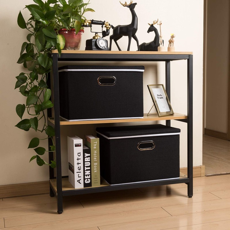 PRANDOM Large Foldable Storage Box with Lid [1-Pack] Fabric Collapsible