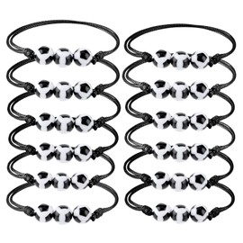 Pack of 12 Children's Football Bracelets, Adjustable Cord, Football Bracelet, Friendship Bracelet, Football Party, Football Game, Woven Bracelet for Party Bags, Football, Birthday, Boys and Girls,