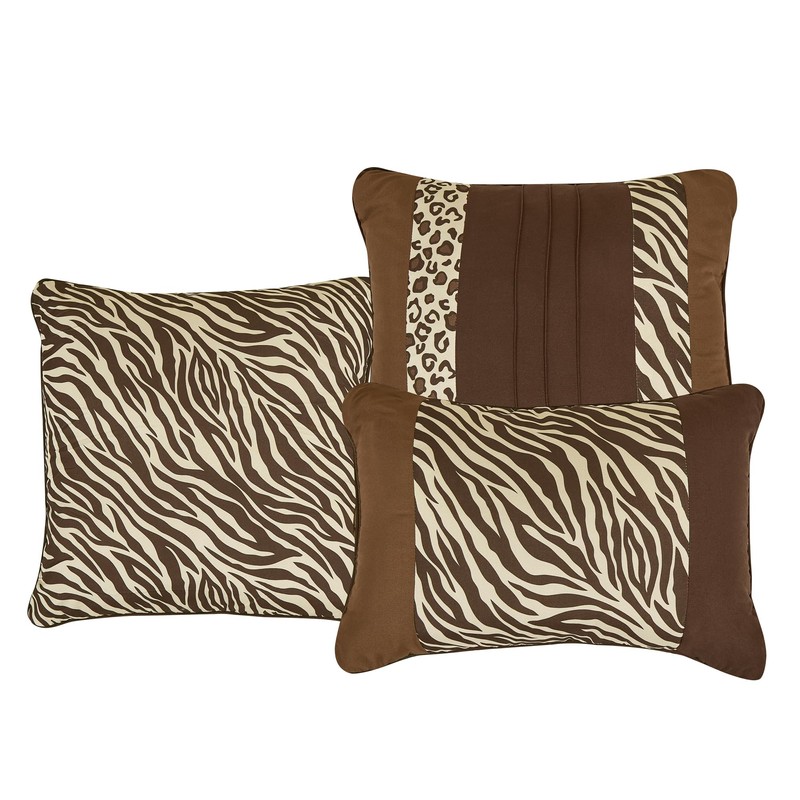 ESCA 6 Pieces Zebra Leopard Animal Printed Comforter Set Queen