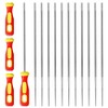 Pack of 12 Round Files for Chainsaws, with 4 Handles,