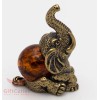 Solid Brass Amber Figurine of Elephant Totem talisman IronWork