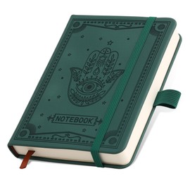 Inner Pocket Notebook Lined Journal 4X 6 Hardcover Leather Notebook 288Page Finger Aesthetic Bound Record College Ruled Reading Diary Notepad For Travel Work School Office Writing Gifts -Green