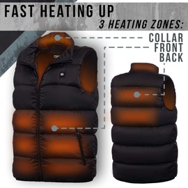 Foxelli Men's Heated Vest - Lightweight USB Rechargeable Heated Vest for Men with Battery Included