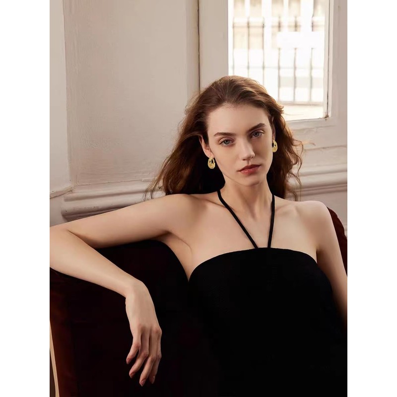 Gold Hoop Earrings For Women Trendy,14K Gold Chunky Dangle Hoop