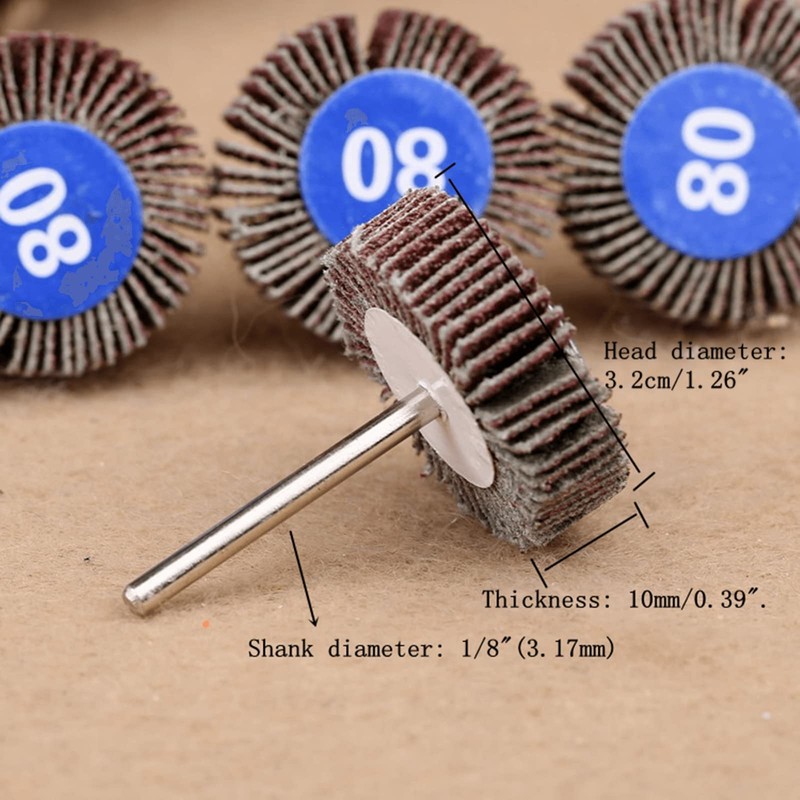 dophee Flap Wheel Sander Set, 1/8" Round Shank, 80 Grit