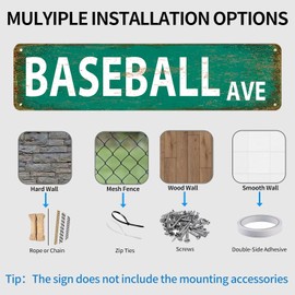 Baseball Decor Baseball Ave Signs Vintage Metal Tin Sign Baseball Street Sign Baseball Decor For Boys Room Baseball Ave Theme Party baseball Wall Decorations 4x16 Inches