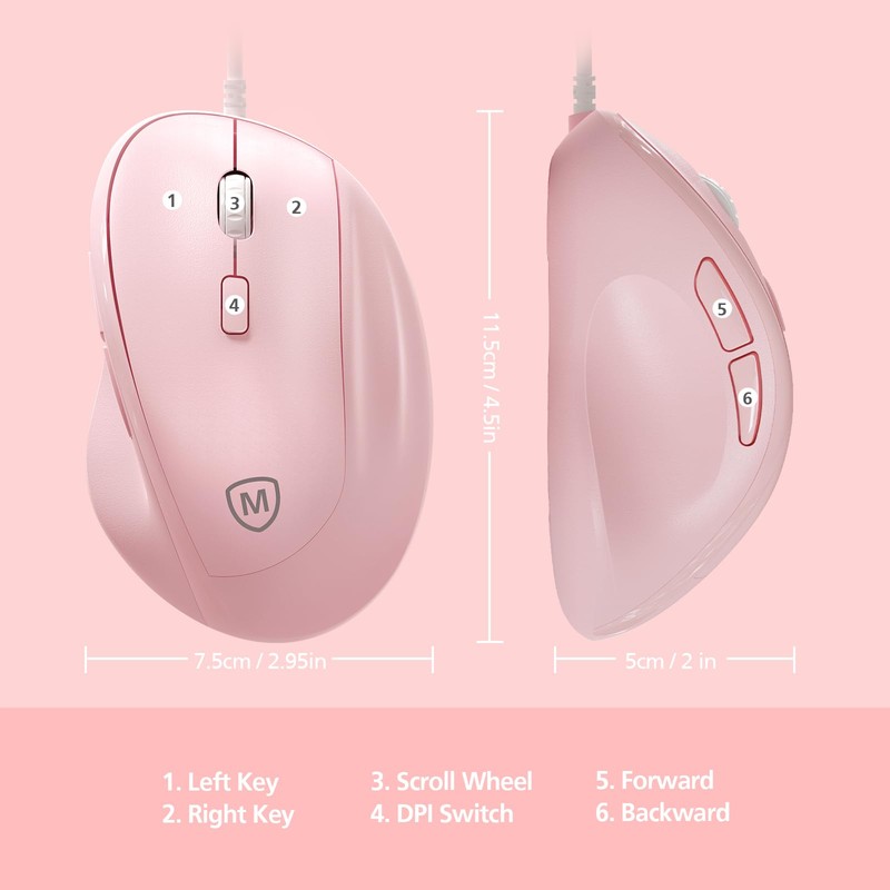 Micropack Ergonomic Mouse Wired for Laptop, PC Computer and Desktop,