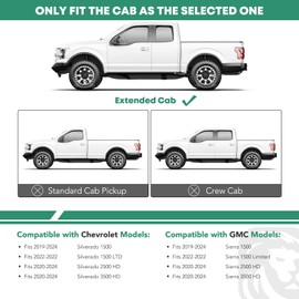 YHTAUTO 4 Inch Running Boards Side Steps Compatible with Chevy & GMC Models - Silverado, Sierra 1500/2500 HD/3500 HD 2019-2024, Extended/Double Cab, Oval Straight Stainless Steel Polished Chrome