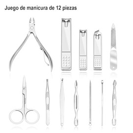 Triko Kit para Uñas, Set de 12 Piezas de manicura de Acero Inoxidable, Kit de Manicura y Pedicura, Cortaúñas, Kit de Aseo Profesional, Herramientas de