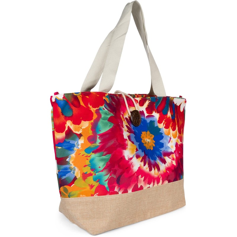 styleBREAKER 02012389 Women's Beach Bag with Colourful Floral Pattern Print,