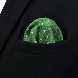 SHLAX&WING Dots Green Pocket Square for Mens Suit 12.6 inches Large Handkerchief