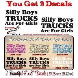2 Silly Boys Trucks are for Girls 8" Matte Black Vinyl Decal for Pickup Highboy Offroad Girl Truck 4x4 Girly Off Road Vinyl Stickers (Matte Black)
