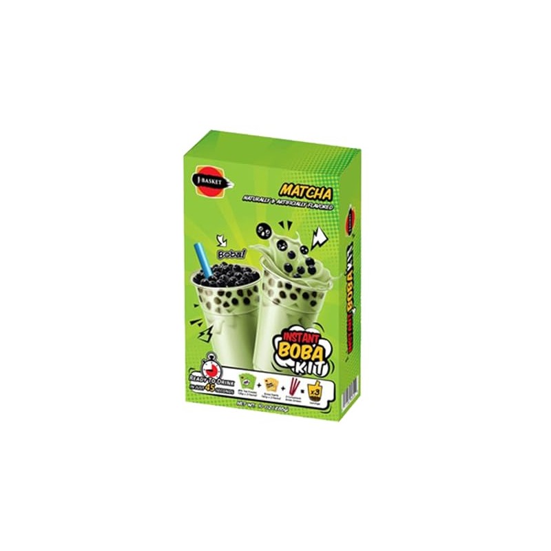 J-Basket Matcha Instant Boba Kit Tea, 10 Ounces (Pack Of