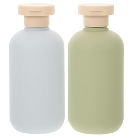 Life2 Kiku Shampoo Bottle, 7.8 fl oz (200 ml), Carry-on Container, Refill Bottle, For Backpackers, Gym, Travel, Cosmetic Bottles, Set of 2, Green + Blue
