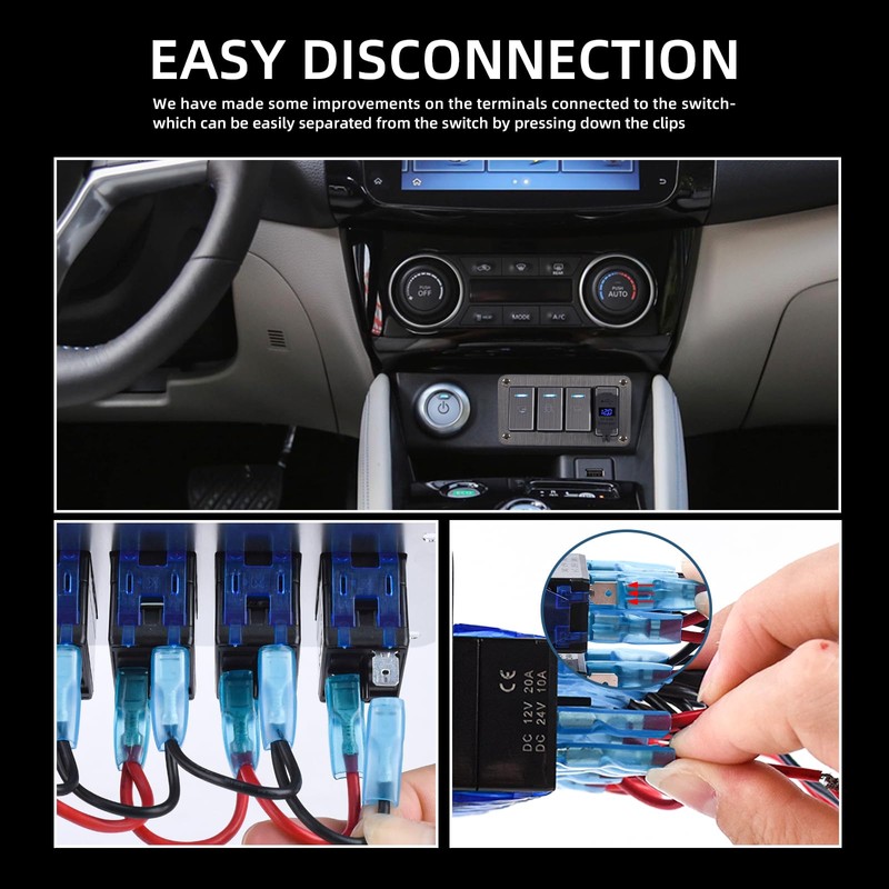 Toggle Switch Panel 5 Gang Waterproof Aluminum Switch 12V/26V Rocker