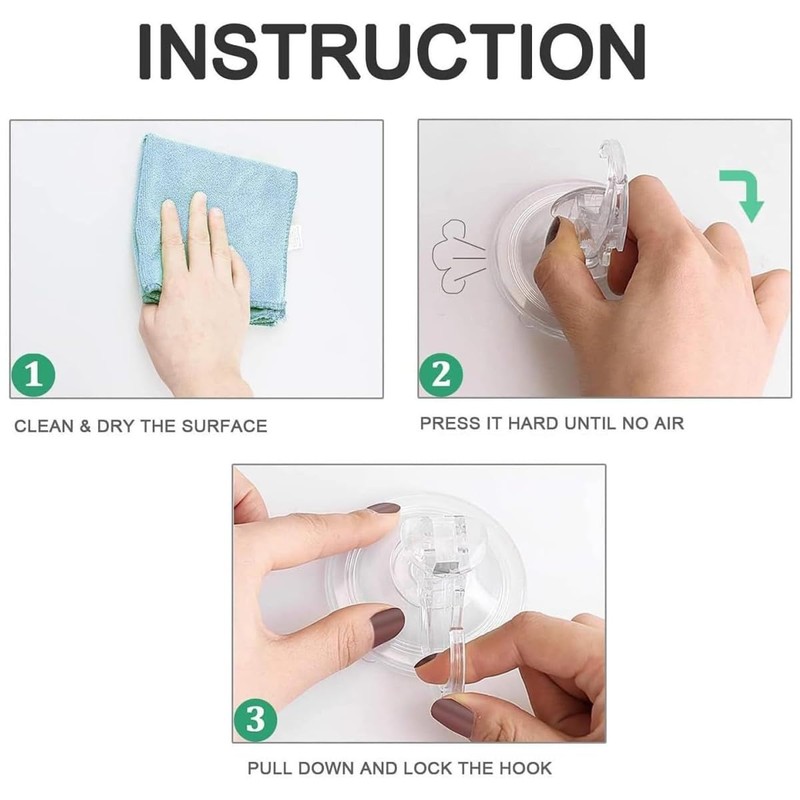 Suction Cup Hooks Strong, 4 Pieces Suction Cup Hook Set,