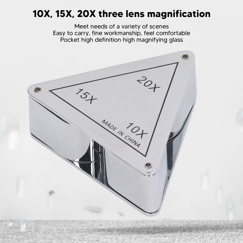 3 Lens Loupe Pocket Foldable Jewelers 10X 15X 20X Jewelry
