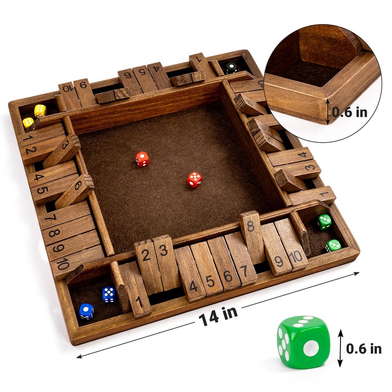 ropoda 14 Inches 4-Way Shut The Box Game (2-4 Players)