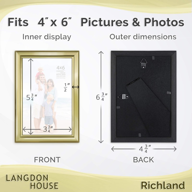 Langdon House 4x6 Picture Frames Set (Gold, 6 Pack) Distinguished