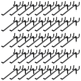 Shimeyao 50 Pcs Metal Black Pegboard Hooks Bulk 1/4" 1/8" Heavy Duty Peg Board Wall Shelving Display Hooks for Garage Kitchen Retail Store Hanging Organizer Tools (6 Inch)