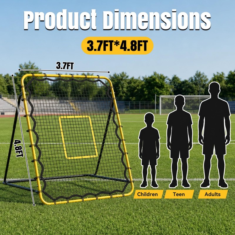 3.7 x 4.8FT Soccer Baseball Rebounder Net, Softball Lacrosse Pitch