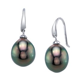 THE PEARL SOURCE Genuine Baroque Black Tahitian South Sea Cultured Pearl Rosalind Earrings for Women