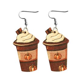 Thanksgiving Day Turkey Chicken Drop Dangle Earrings Wooden Fall Maple Leaf Pumpkin Sunflower Teardrop for Women Festival Autumn Holiday Decoration Jewelry-H
