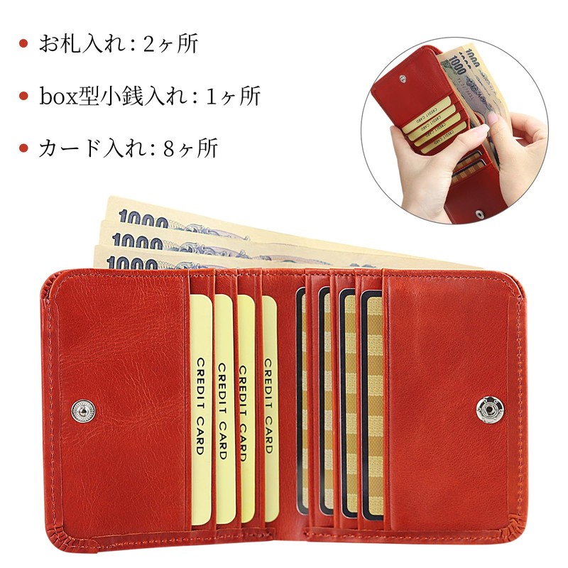 F.ZH Women's Bifold Coin Purse, Mini Wallet, Genuine Leather, Thin