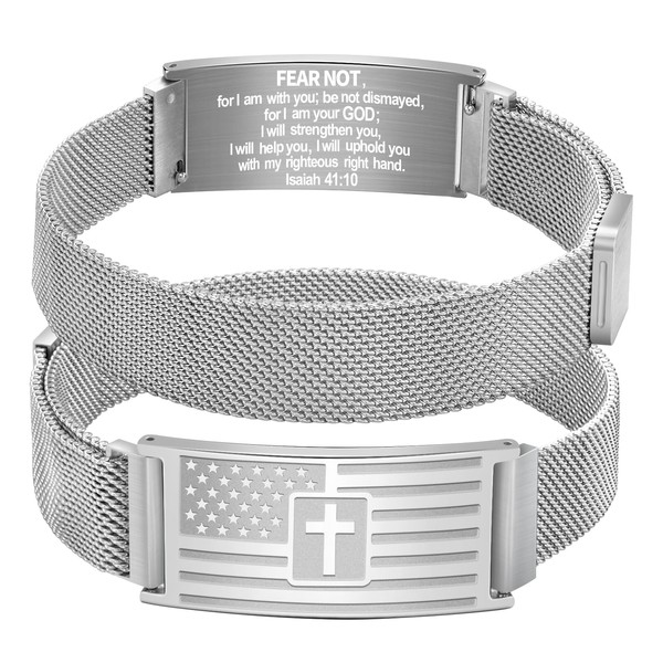 Alissl Adjustable Cross Stainless Steel Bracelet for Men - Religious
