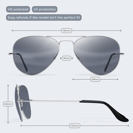 livho Sunglasses for Men Women Aviator Polarized Metal Mirror UV 400 Lens Protection
