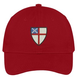 Trendy Apparel Shop Episcopal Shield Embroidered Cap Premium Cotton Dad Hat - Red