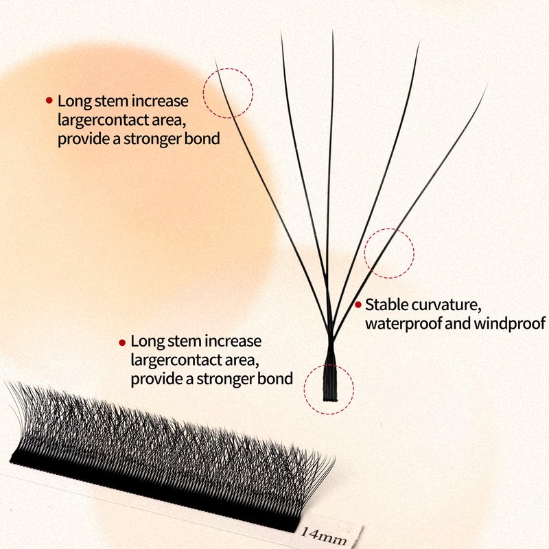 Fadvan Volume Eyelashes, 5D W 0.07C Curl, Mixed, 8-12 mm,