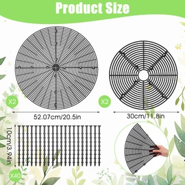 mekueeex 4 Pcs Plant Pot Grids, 11.8in and 20.5in Cuttable Grid Flower Pot Covers with 40 Stakes, ABS Plant Flower Protectors, Pet Digging Stoppers for Indoor Outdoor Plants