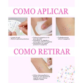 6 Pcs Tatuaje de Pecas Doradas, Pecas de Glitter Tattoo, Pecas con Purpurina Holográfica, Pegatinas Brillantes Resistentes al Agua, para Festival, Rave, Halloween y Concierto (Rosa plata)