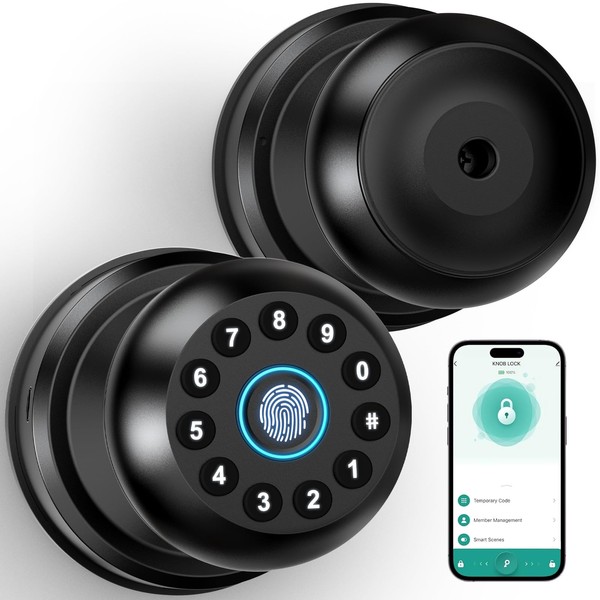 Fingerprint Door Lock, Smart Fingerprint Door Knob with Keypad, Biometric