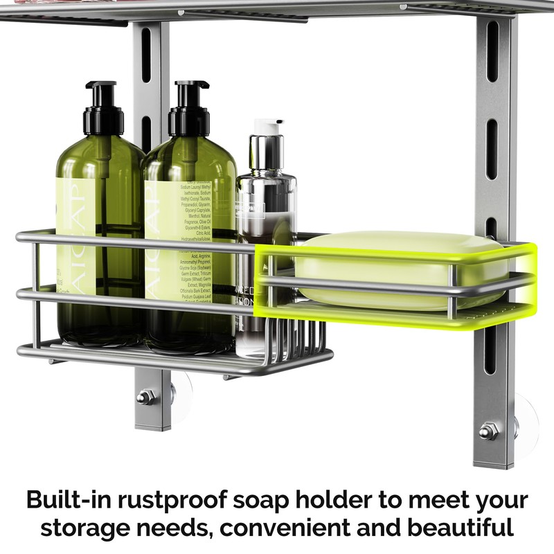 Orimade Shower Caddy Adjustable Height 4 Tier Silver,Bathroom Hanging Over