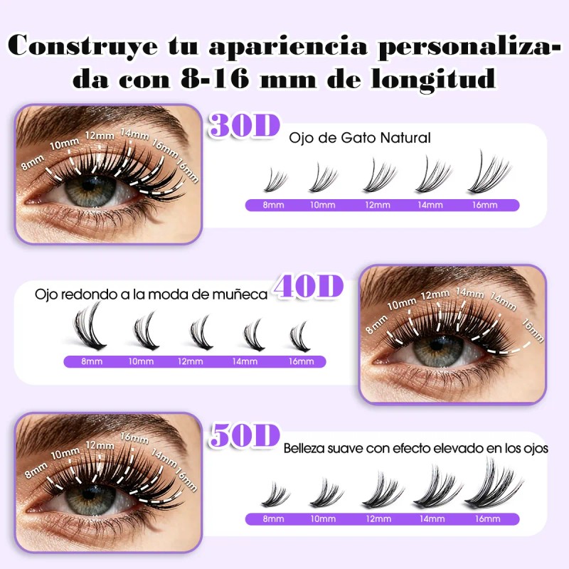 Extensiones De Pestañas Kit 300pcs 304050d Curvaturad 8-16mm