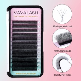 VAVALASH W-shaped Eyelash Extension 5D Premade Fans 0.07 D Curl Volume Lash Extensions Easy Fanning Lashes Matte Black Volume Premade W Lashes(W Shaped-5D-0.07-D-12mm）
