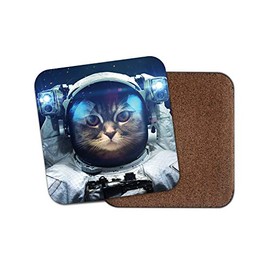 1 x Astronaut Cat Coaster - Kitten Space Funny Joke Cute Animal Fun #12438