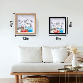 DSIOHFEI Adventure Archive Box With Slot, 8&12inch Travel Shadow Frame for Memories, Photo Storage for Keepsake, Honeymoon Fund Box for Coin, Souvenir, Tickets, Picture (Black, 12*12'')