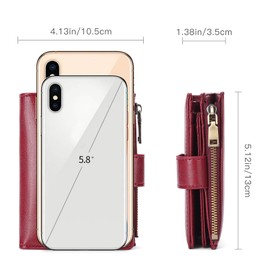 GAEKEAO Small Wallets for Women Leather RFID Blocking Bifold Zipper Pocket Wallet Card Case Purse with ID Window