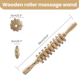 Handheld Wooden Massage Roller - Deep Tissue Muscle Relief Tool for Back, Legs & Abdomen, Wood Body Massager for Men & Women+2PCS Scratching Props(Total 3PCS)