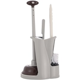 Cq Acrylic - Juego de escobilla para inodoro y limpieza de baño, color gris, 1 juego