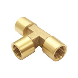 Hooshing Brass Tee Fitting 1/8" x 1/8" x 1/8" NPT Female Tee Adapter for Fuel Oil Gas Plumbing