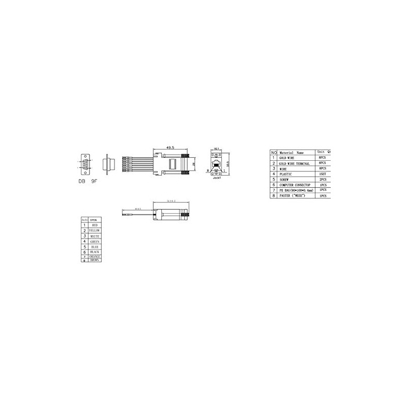 kenable RJ45 Female Socket to 9 pin Serial DB9 Socket