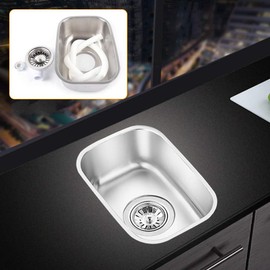 Small RV Sink,Stainless Steel Caravan Camper Sink with Water Pipe, Single Bowl Sink Undermount Drop-In Kitchen Basin For RV Caravan Camper Boat