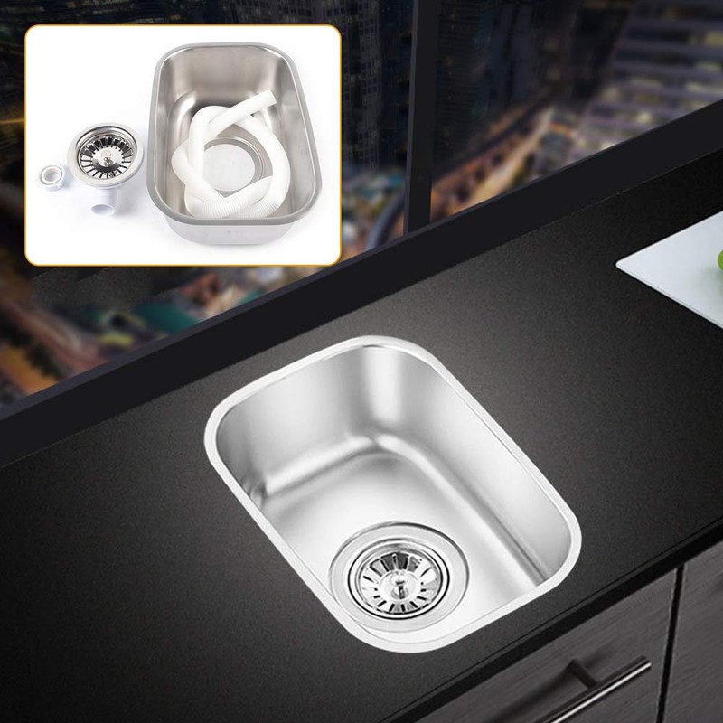 Small RV Sink,Stainless Steel Caravan Camper Sink with Water Pipe,