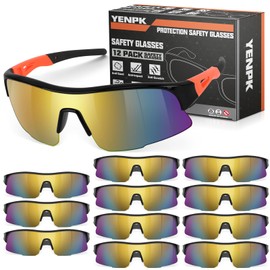Safety Glasses for Men Women, ANSI Z87.1 Safety Glasses with UV Protection, Impact Resistant Tinted Safety Sunglasses with Rubber Non-slip Leg, Protective Eyewear Construction Sport(12Pack Colorful 2)